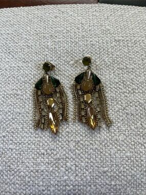 J. Crew Gold-tone Bracelet with Green and Amber Crystals
